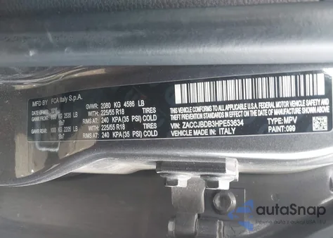 2017 Jeep Renegade Limited 4X4 from USA, damaged, VIN ZACCJBDB3HPE53634